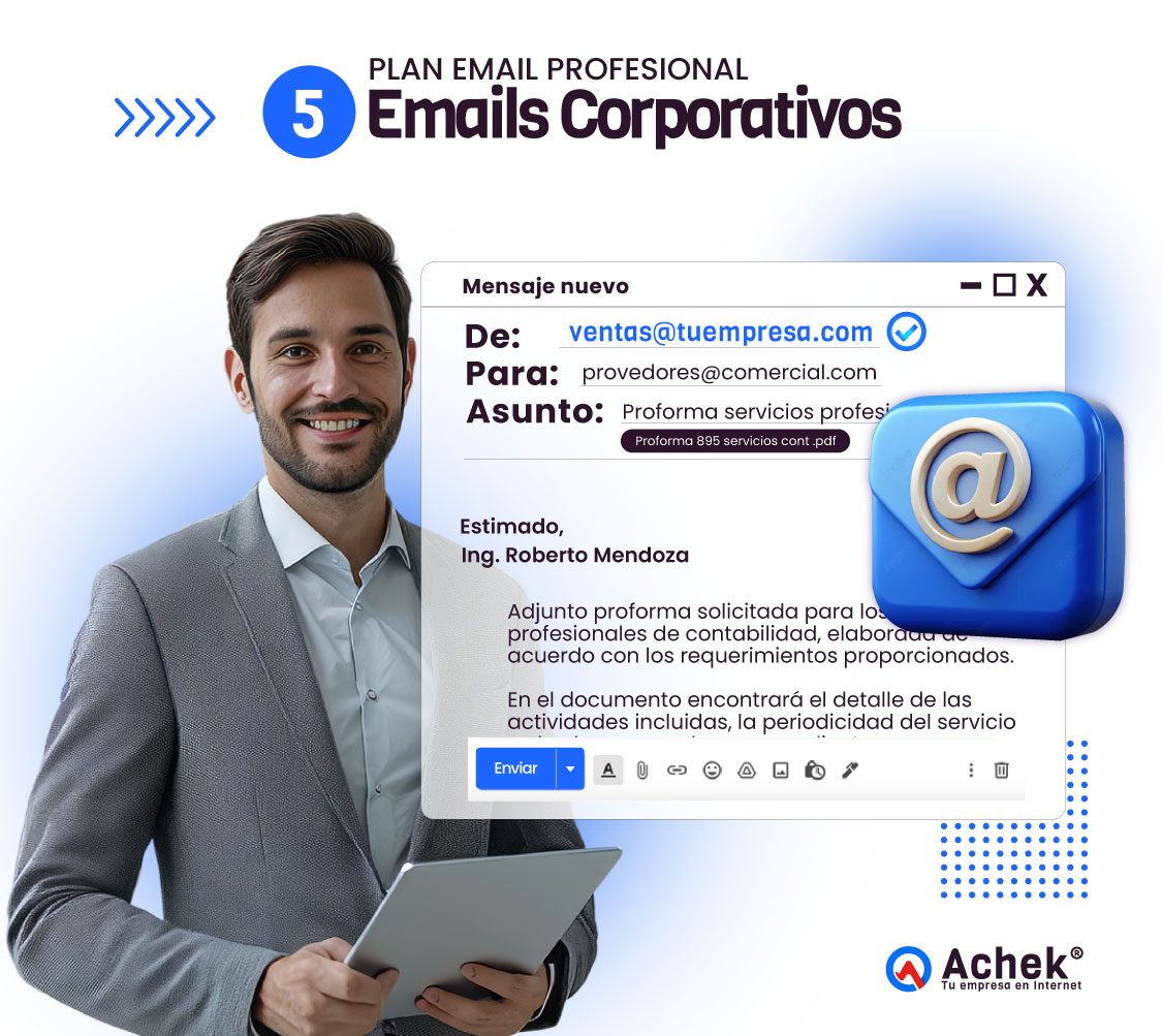 Plan Email Profesional 5 Emails Corporativos - Pago Mensual